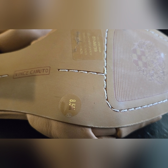 Vince Camuto Joieana Puffy Strap Dress Mule Heeled Sandal Tan NWOT - Picture 7 of 9